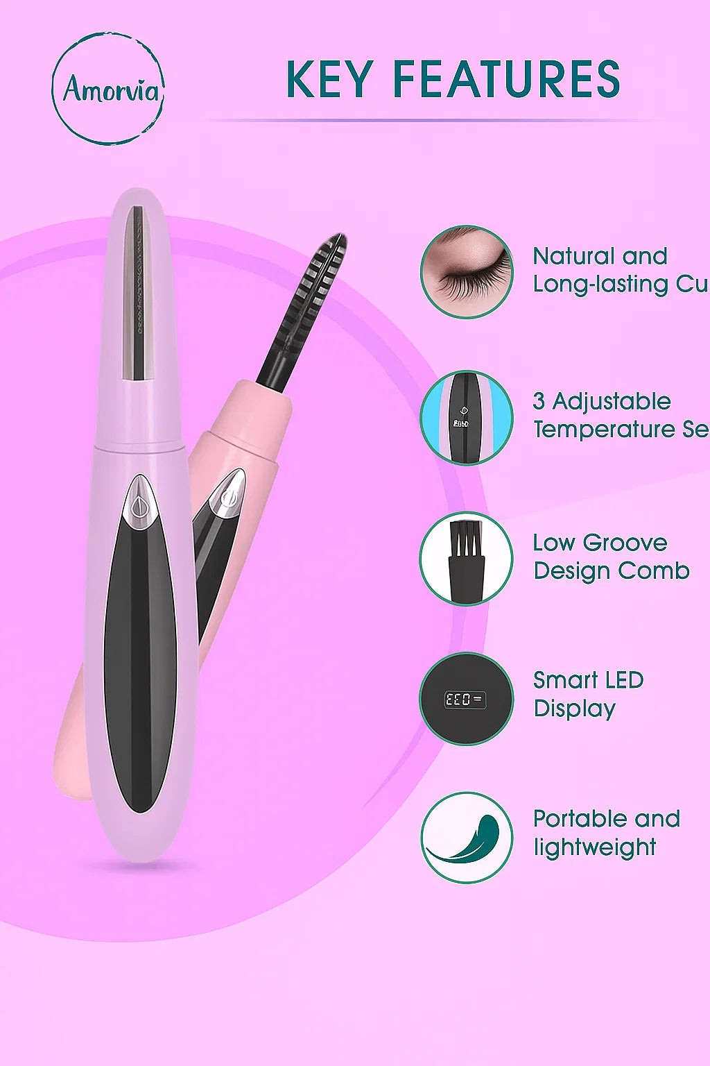 Amorvia™ Heated Lash Curler – 24H Lift in Seconds