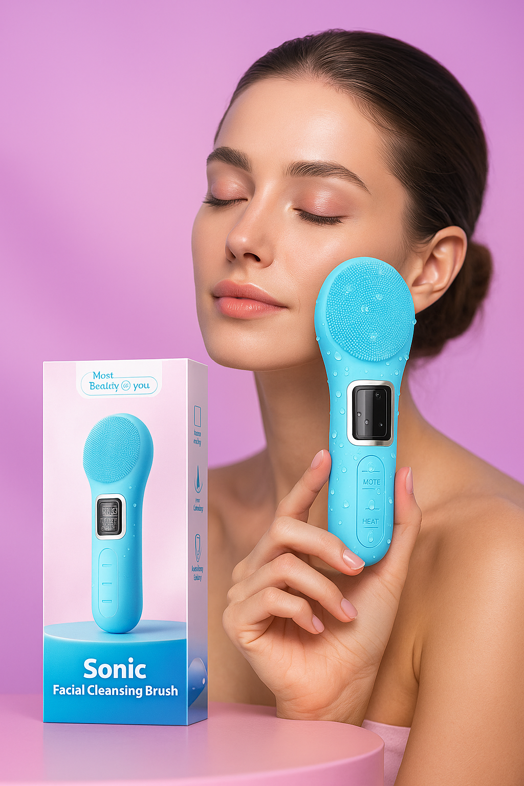 Amorvia SonicGlow™ – IPX7 Waterproof Rechargeable Facial Cleansing Brush
