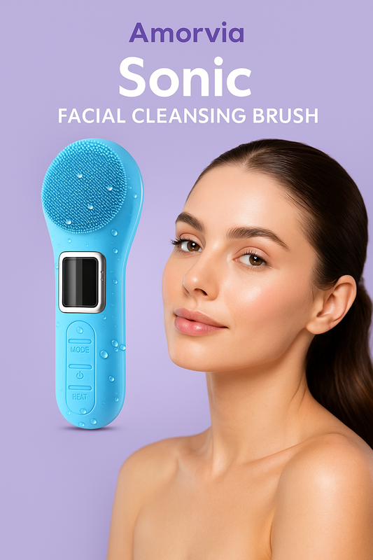Amorvia SonicGlow™ – IPX7 Waterproof Rechargeable Facial Cleansing Brush